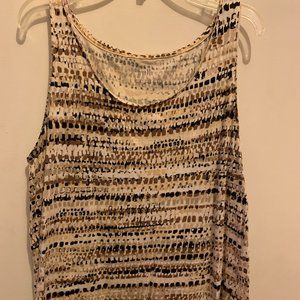Tank Top w/crescendos of brown/black variegating dot designs (M)